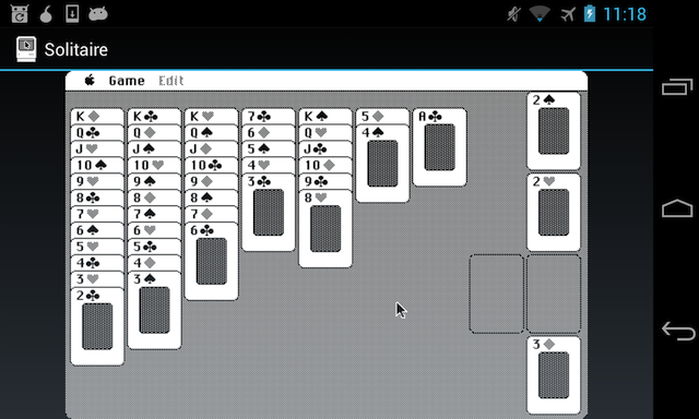 Mac Solitaire running in AMS on an Android phone